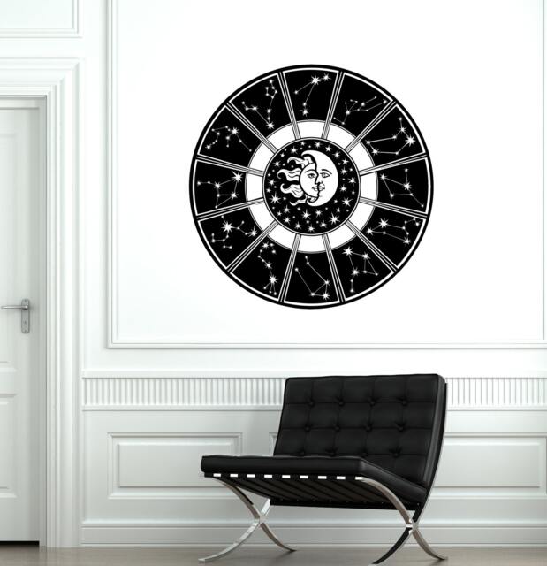 Wall Vinyl Sun Moon Galaxy Constellation Sky Magic Mural Decal Sticker 1775Dz - image 1
