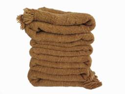 Handwoven Organic Cotton Throw Blanket, Amber Orange, Boho Farmhouse