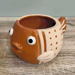 Ceramic Orange Fish Indoor Plant Pot Seaside Cosy Home D??cor Marine Ocean Ornamental Planter - thumbnail 1