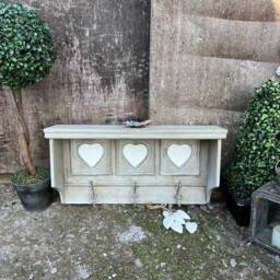 Grey Painted Country Farmhouse Style Clothes Rack With 3 Heart Shaped Photo Frames - thumbnail 1