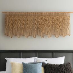 Leaf Curtain Wall Hanger Tapestry, Macrame Boho Curtain, Farmhouse Window Decor, New Home Gift, Headboard D??cor, Gift For Mom C03 - thumbnail 2