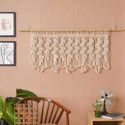 Leaf Curtain Wall Hanger Tapestry, Macrame Boho Curtain, Farmhouse Window Decor, New Home Gift, Headboard D??cor, Gift For Mom C03 - thumbnail 4