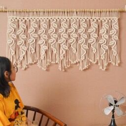 Leaf Curtain Wall Hanger Tapestry, Macrame Boho Curtain, Farmhouse Window Decor, New Home Gift, Headboard D??cor, Gift For Mom C03 - thumbnail 3