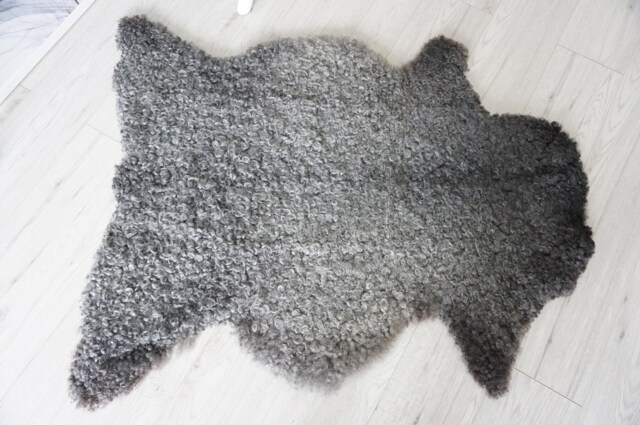 Genuine Swedish Gotland Sheepskin Rug - Soft Curly Wool, Natural Grey Mix - image 1