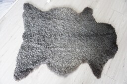 Genuine Swedish Gotland Sheepskin Rug - Soft Curly Wool, Natural Grey Mix - thumbnail 1
