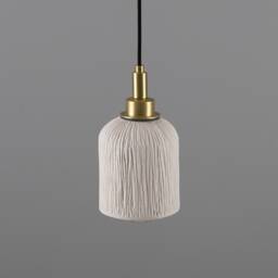 Osier Organic Ceramic Bathroom Pendant Light 4.5'' - 11.5cm, Matte White Striped Ip44 - thumbnail 2