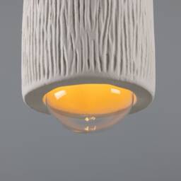 Osier Organic Ceramic Bathroom Pendant Light 4.5'' - 11.5cm, Matte White Striped Ip44 - thumbnail 3