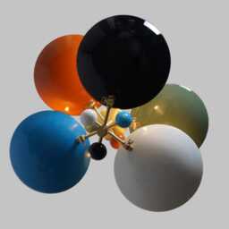 stilnovo Sputnik Chandelier - Raw Brass, Colorful Shade, Mid Century Modern - thumbnail 2