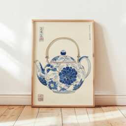 Blue White Teapot Poster, Chinoiserie Kitchen Wall Art Print - thumbnail 4