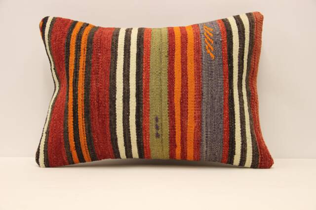 Throw Lumbar Kilim Pillow 14x20 in - 35x50 cm Boho Pillowcover Kilim Cushion Cover Tribal Pillow 4Bef-480 - image 1
