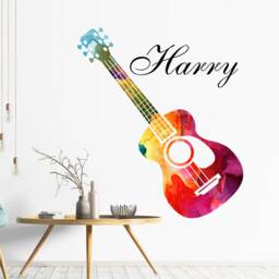 Personalised Guitar Vinyl Wall Decal, Custom Name, Music Room Decor - thumbnail 2