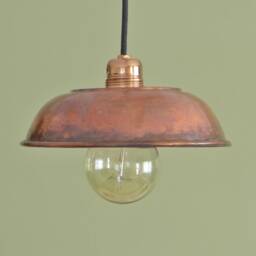 Antique Copper Pendant Light Bath Bowl Hanging Lamp, Kitchen Island Lighting - thumbnail 3