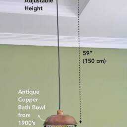 Antique Copper Pendant Light Bath Bowl Hanging Lamp, Kitchen Island Lighting - thumbnail 4
