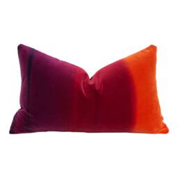 Ombre Vlevet Lumbar Pillow in Papaya, Rasberry, Purple. Modern Velvet Pillow Sunset - thumbnail 2