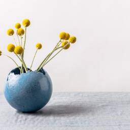 Medium Grained Blue Ceramic Planter For Succulent - thumbnail 2