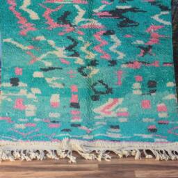 Moroccan Rug Blue - Berber Custom Beni Ourain Handmade Plain Wool Solid Indigo - thumbnail 3