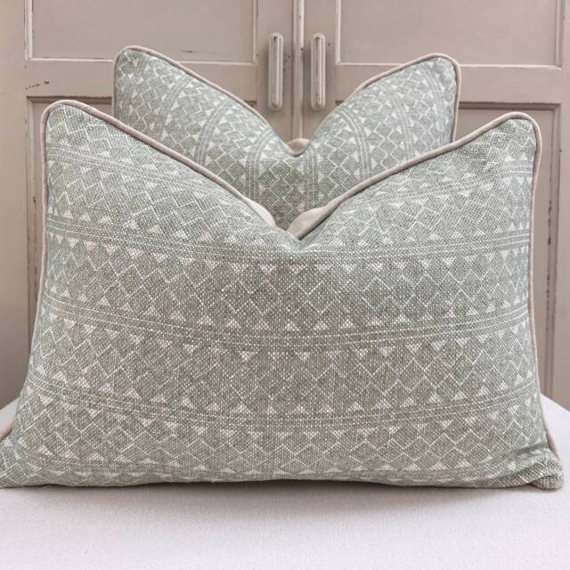 Fermoie Quantock Pale Green Linen Cushion Cover Luxury Designer Pillow - image 1