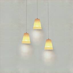 3 Porcelain Pendant Lighting Handmade Amber Glow Ceiling Lights - thumbnail 2
