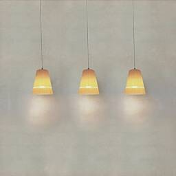 3 Porcelain Pendant Lighting Handmade Amber Glow Ceiling Lights - thumbnail 3