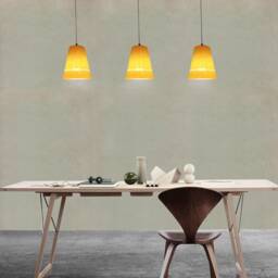 3 Porcelain Pendant Lighting Handmade Amber Glow Ceiling Lights