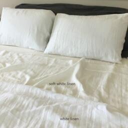 Linen Bed Sheets in Soft White - Medium Weight Linen, Top Sheet, Fitted 2 Pillow Case, Linen Sheets Queen, King, Full, Twin - thumbnail 3