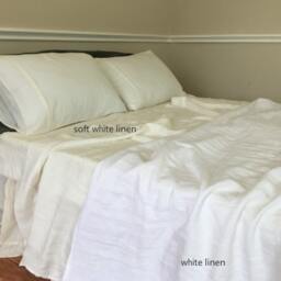 Linen Bed Sheets in Soft White - Medium Weight Linen, Top Sheet, Fitted 2 Pillow Case, Linen Sheets Queen, King, Full, Twin - thumbnail 2