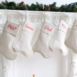Family Christmas Stockings, Christmas Stocking Linen, Minimalist Stocking Scandinavian Neutral - thumbnail 2
