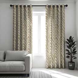 Beige Chevron Curtains, Modern Zigzag Pattern Drapes, Custom Made Window Panels, Neutral Geometric Curtain For Living Room Or Bedroom - thumbnail 2