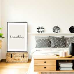 Breathe Print - Poster Wall Art Home Decor Minimal Quote Inspirational Quotes Beige - thumbnail 2