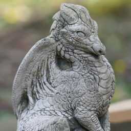 Set Of 2 Stone Dragon Garden Ornaments - Handmade Outdoor Statues Fantasy Decor Celtic & Standing Gift - thumbnail 3
