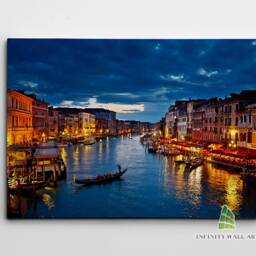 Venice Italy Grand Canal Nightlife Canvas Art Wall Print Picture Home Decor -C203 - thumbnail 2