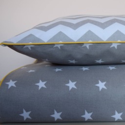 100% Cotton Children Single Bedding Set Boys Grey Chevron Zig Zag Stars Reversible - thumbnail 1