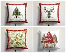New Year Pine Tree Cushion Cover/Christmas Deer Pillow Cover/Cardinal Bird Case/Merry Christmas Case/Christmas Gift For Her