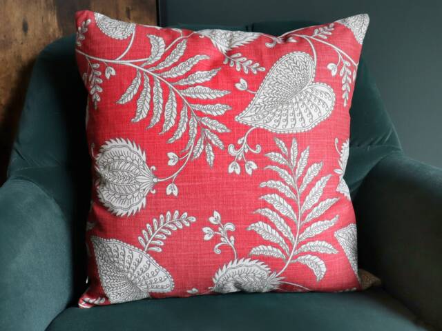 Pink Paisley Cushion Cover Handmade Floral Sofa Pillow, 40cm - image 1