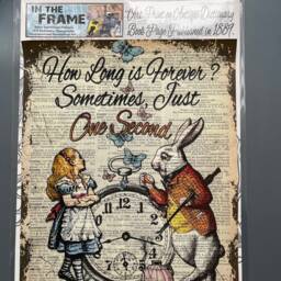 Alice in Wonderland Art Print White Rabbit On Antique Dictionary Page - thumbnail 2