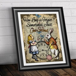 Alice in Wonderland Art Print White Rabbit On Antique Dictionary Page - thumbnail 3