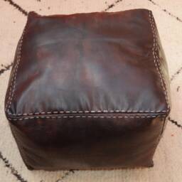 Moroccan Leather Poufs, Luxury Poufs, Moroccan Handmade Poufs, Moroccan, Brown Pouf, Pouf, Pouffe, Leather Pouf, Moroccan Pouf, Ottoman Pouf - thumbnail 2