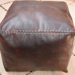Moroccan Leather Poufs, Luxury Poufs, Moroccan Handmade Poufs, Moroccan, Brown Pouf, Pouf, Pouffe, Leather Pouf, Moroccan Pouf, Ottoman Pouf - thumbnail 3