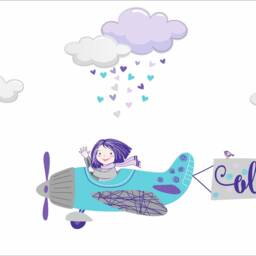Airplane Personalized, Custom Name Repositionable, Reusable Wall Decal, Sticker For Nursery Or Girl's Room, Room Decor - thumbnail 4
