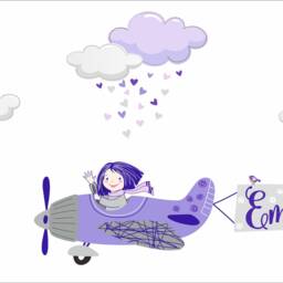 Airplane Personalized, Custom Name Repositionable, Reusable Wall Decal, Sticker For Nursery Or Girl's Room, Room Decor - thumbnail 3