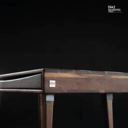 Mid Century Modern Walnut Office Desk With Two Solid Walnut Drawers Study Console Wood Antique Writing - thumbnail 2
