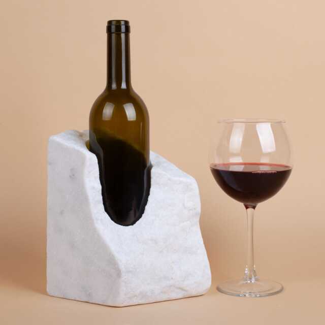Handmade White Marble Wine Bottle Holder Unique Rack - image 1