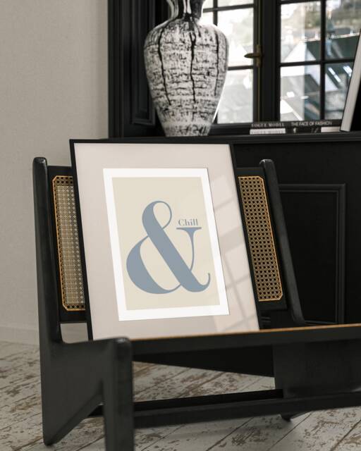 And Chill Ampersand Poster, Beige Quote Print, Retro Typography Minimalist Home Decor, Modern Slogan Wall Art, Office, Lounge, A2 A1 - image 1