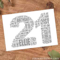 Personalised 21st Word Art Print, Custom Wall Framed Picture Birthday Gift, For Him, Her, Men, Women, Son, Daughter Nl - thumbnail 3