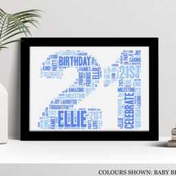 Personalised 21st Word Art Print, Custom Wall Framed Picture Birthday Gift, For Him, Her, Men, Women, Son, Daughter Nl - thumbnail 2