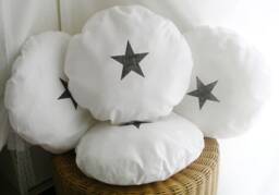 Cushion Star Stars Round White Country House Shabby Chic - thumbnail 1