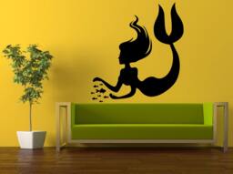 Wall Decal Vinyl Sticker Decals Interior Decor Diy Free Shipping Sea Ocean Beautiful Girl Mermaid With Little Fish L531 - thumbnail 1