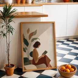 Bookish Wall Art - Woman Sat Reading Print Book Lover Poster Botanical Scandinavian - thumbnail 2
