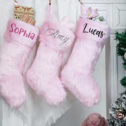 Personalized Christmas Stockings-Custom Name Socks, Fluffy Holiday Stockings, Unique Decorations, Xmas Stockings - thumbnail 2