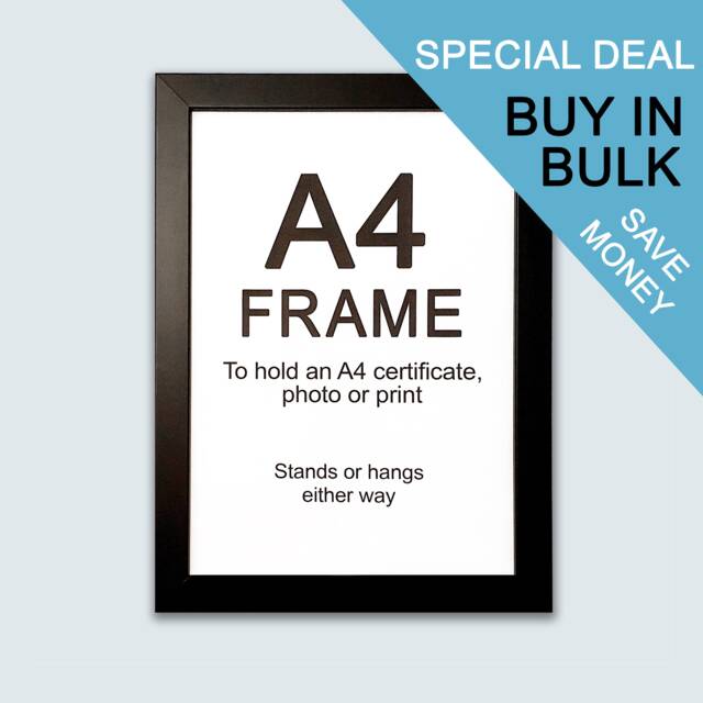A4 Black Picture Frame For Certificates, Photos Or Prints - 22mm Wood - image 1